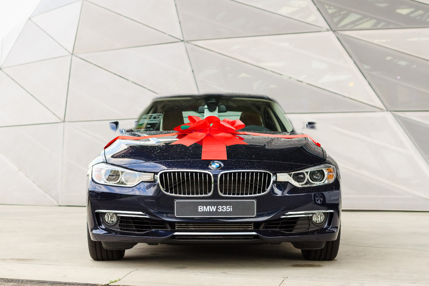 Car Bow- Premium Satin Navy Blue